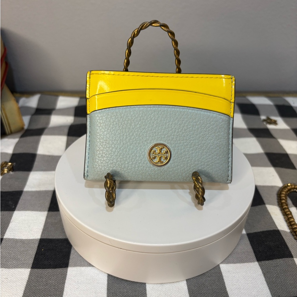 Tory Burch Robinson Yellow and Blue Cardholder NWOT